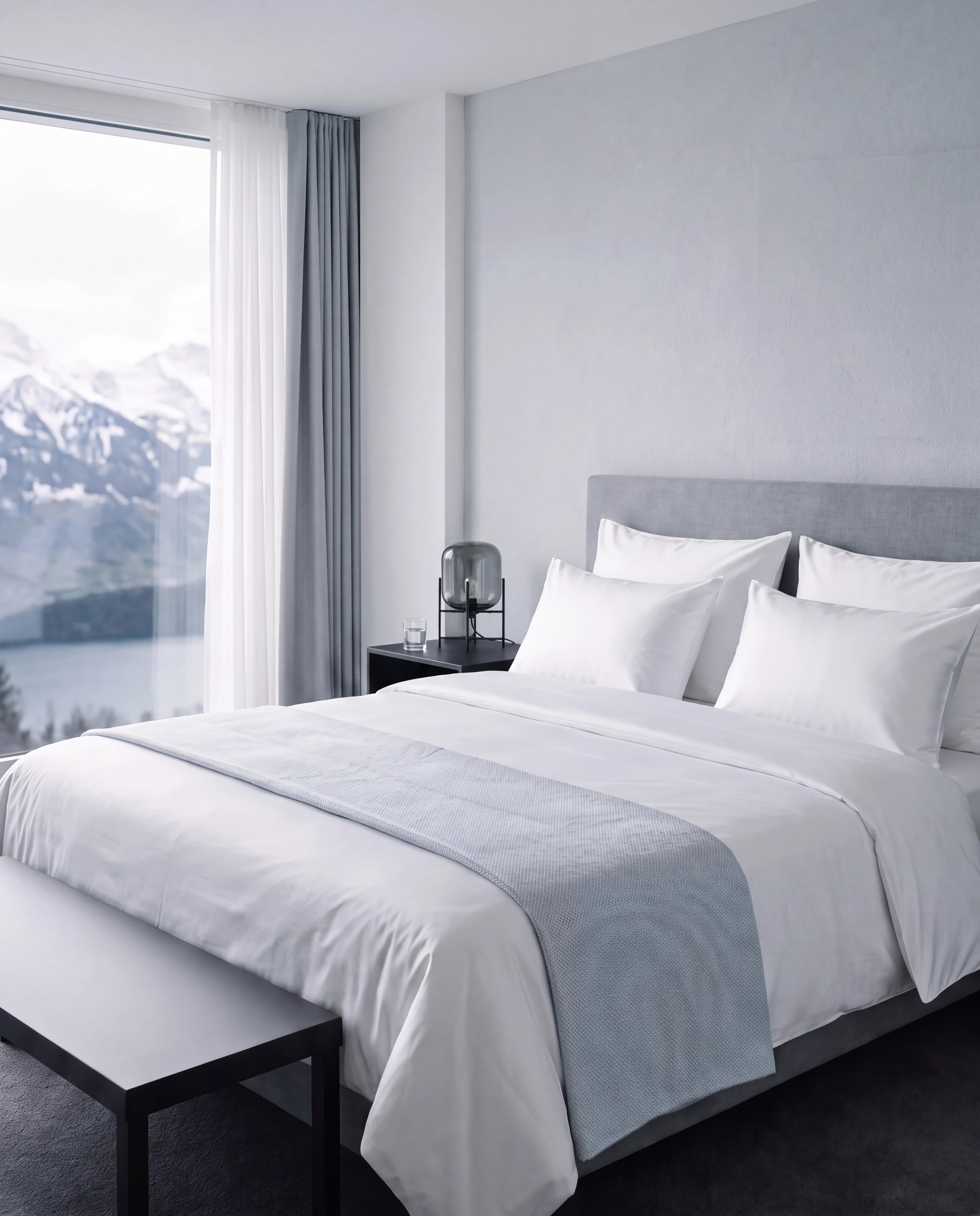 Frisch bezogenes Bett mit Pfeiffertextil-Bettwäsche